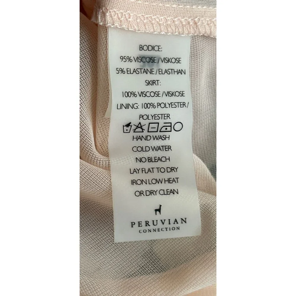 Peruvian Connection Floral Print Dress Long Sleeve Pleated Lined Bodice & 3/4 S